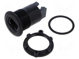 Adapter | RJ45 socket,both sides | Body: black | Thread: M22 | 1÷10mm