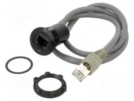 Adapter cable | 0.6m | RJ45 socket,RJ45 plug | Body: black