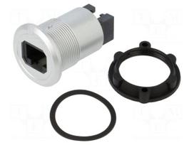 Adapter | RJ45 socket,both sides | Body: silver | Thread: M22 | 1÷10mm