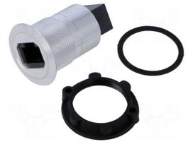 Adapter | RJ45 socket,both sides | Body: silver | Thread: M22 | 1÷10mm