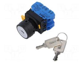 Switch: rotary with key | 22mm | Stabl.pos: 2 | NO x2 | black | none