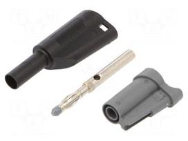 Laboratory connector: 4mm banana | plug | 36A | 1kVAC | black | 58.9mm