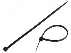Cable tie | L: 200mm | W: 3.6mm | black | polyamide | 176N | Ømax: 50mm