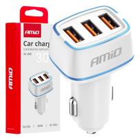 Mobilieji telefonai ir priedai // USB automobilių įkrovikliai // Ładowarka samochodowa 3x usb-a 30w amio-03889