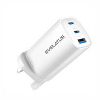 Adapteriai Evelatus  65W Max Fast Charger UK USB-C1/USB-C1/USB-A White