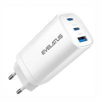 Adapteriai Evelatus  65W Max Fast Charger EU USB-C1/USB-C1/USB-A ETC09 White