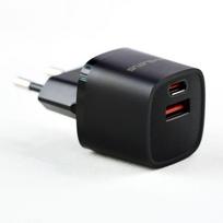 Adapteriai Evelatus  USB-A and USB-C 30W Max / EU charger Black