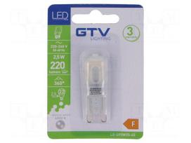 LED lamp | neutral white | G9 | 230VAC | 220lm | 2.5W | 360° | 4000K