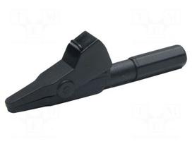 Crocodile clip | 20A | black | Grip capac: max.7mm | Socket size: 4mm