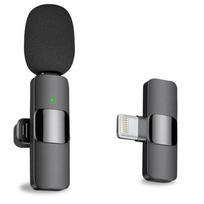 Mikrofonas CP  K9 Mini Lightning Smartphone Wireless clip clear sound microphone noise cancell (5.7x1.5cm) Black
