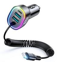 Automobiliniai įkrovikliai Joyroom  4 in 1 Fast Car Charger PD, QC3.0, AFC, FCP with 1.6m 57W Lightning Cable Black