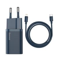 Adapteriai Baseus  Super Si 1C fast charger USB Type C 20W Power Delivery + USB Type C - Lightning cable 1m blue (TZCCSUP-B03)