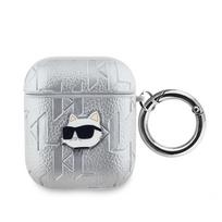Nugarėlės dėklai Karl Lagerfeld - Karl Lagerfeld PU Embossed Choupette Head Case for AirPods 1/2 Silver