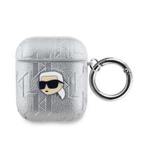 Nugarėlės dėklai Karl Lagerfeld - Karl Lagerfeld PU Embossed Karl Head Case for AirPods 1/2 Silver