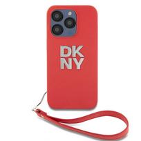 Nugarėlės dėklai DKNY Apple DKNY PU Leather Stack Logo Wrist Strap Case for iPhone 15 Pro Max Red