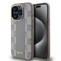 Nugarėlės dėklai DKNY Apple DKNY PU Leather Checkered Pattern Magsafe Case for iPhone 15 Pro Beige