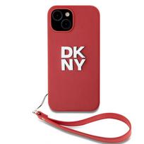 Nugarėlės dėklai DKNY - DKNY PU Leather Stack Logo Wrist Strap Case for iPhone 15 Red