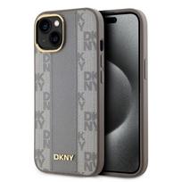 Nugarėlės dėklai DKNY Apple DKNY PU Leather Checkered Pattern Magsafe Case for iPhone 15 Beige