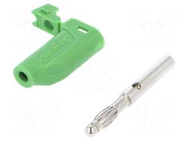 Laboratory connector: 4mm banana | plug | 32A | 33VAC | 70VDC | green