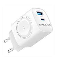 Adapteriai Evelatus  Evelatus 2 in 1 Charger 20W Max USB-C+USB-A:15W Max USB-C+USB-A+Wireless:15W+2W 17W Max White