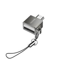 Adapteris yesido  GS08 Mini Aluminum Alloy USB Type-C U-disk Card Reader Mouse Convert OTG Adapter Black