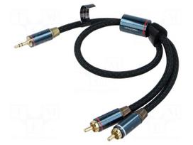 Cable | Jack 3.5mm 3pin plug,RCA plug x2 | 0.5m | black | textile