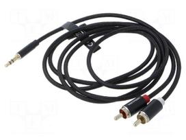 Cable | Jack 3.5mm 3pin plug,RCA plug x2 | 1.5m | textile