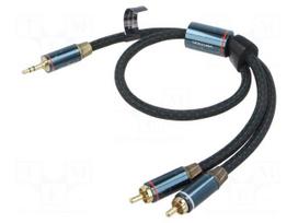 Cable | Jack 3.5mm 3pin plug,RCA plug x2 | 1m | black | textile