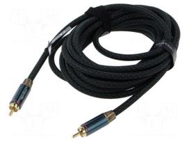 Cable | RCA plug,both sides | 5m | Plating: gold-plated | black