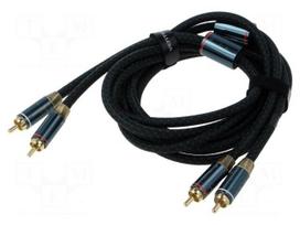 Cable | RCA plug x2,both sides | 5m | Plating: gold-plated | black