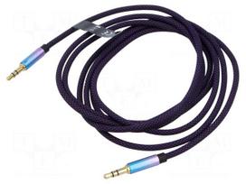 Cable | Jack 3.5mm 3pin plug,both sides | 2m | Plating: gold-plated