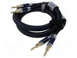 Cable | banana plug x2,both sides | 2m | Plating: gold-plated | black