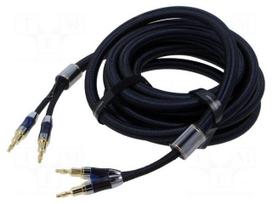 Cable | banana plug x2,both sides | 5m | Plating: gold-plated | black