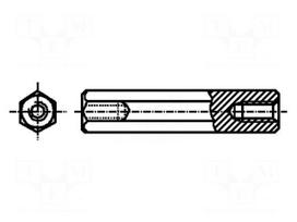 Screwed spacer sleeve | 10mm | Int.thread: M3 | hexagonal | brass
