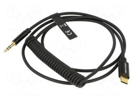 Cable | Jack 3.5mm 3pin plug,USB C plug | gold-plated | 1.5m | black