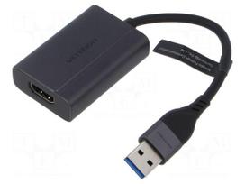 Adapter | HDMI socket,USB A plug,USB C plug | nickel plated | PVC