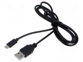 Cable | USB 2.0 | USB A plug,USB B plug | 1.4m | black | PVC | 60W | 2.4A