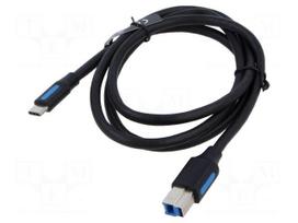 Cable | USB 3.0 | USB B plug,USB C plug | nickel plated | 1m | black