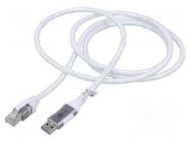 Cable | USB 3.0 | RJ45 plug,USB A plug | nickel plated | 1m | white