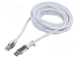 Cable | USB 3.0 | RJ45 plug,USB A plug | nickel plated | 7.5m | white