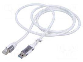 Cable | USB 3.0 | RJ45 plug,USB A plug | nickel plated | 1.5m | white