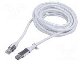 Cable | USB 3.0 | RJ45 plug,USB A plug | nickel plated | 5m | white