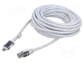 Cable | USB 3.1 | RJ45 plug,USB C plug | nickel plated | 10m | white