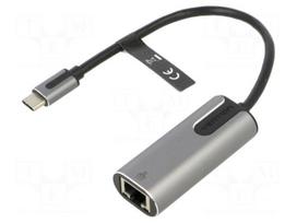 USB to Ethernet adapter | RJ45 socket,USB C plug | silver | 0.15m