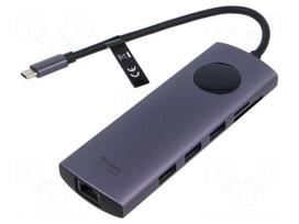 Hub USB | USB 2.0,USB 3.0 | PnP | grey | Number of ports: 9 | 0.15m