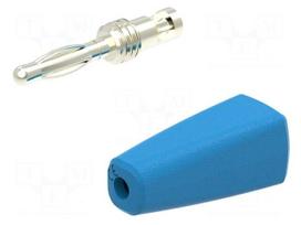 Laboratory connector: 2mm banana | plug | 10A | 30VAC | 60VDC | blue