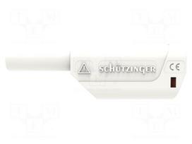 Laboratory connector: 4mm banana | plug | 32A | 1kV | white | insulated