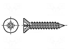 Screw | for metal | 3.9x9.5 | Head: countersunk | Pozidriv | PH2 | zinc