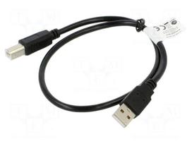 Cable | USB 2.0 | USB A plug,USB B plug | gold-plated | 0.5m | black