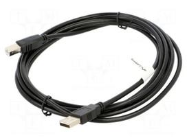 Cable | USB 2.0 | USB A plug,USB B plug | gold-plated | 3m | black | Cu
